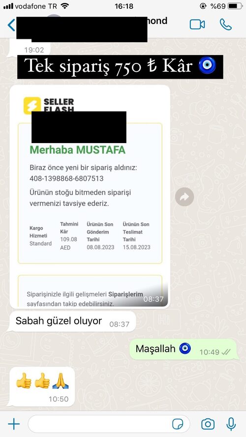 Tek siparişten kâr ekran görüntüsü