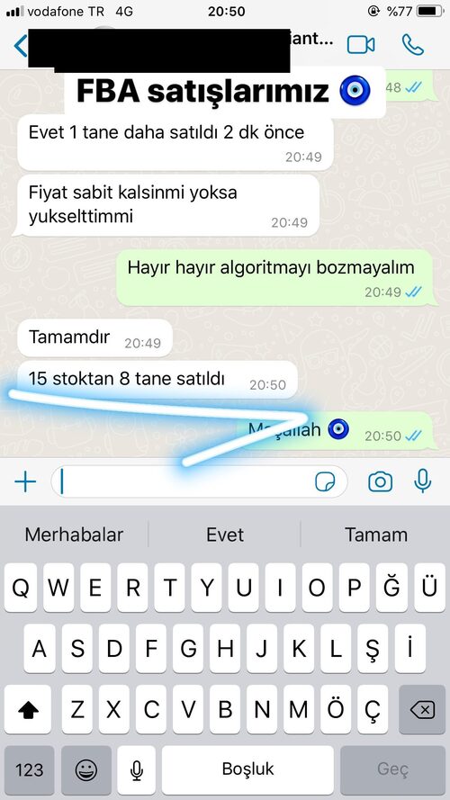 FBA stok satışı ekran görüntüsü